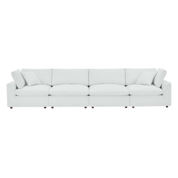 Modway Commix Down Filled Overstuffed Vegan Leather 4-Seater Sofa-White