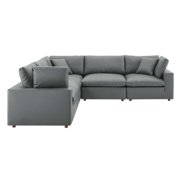 Modway Commix Down Filled Overstuffed Vegan-Leather 5-Piece Sectional Sofa