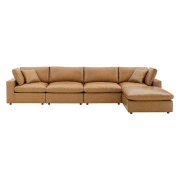 Modway Commix Down Filled Overstuffed Vegan Leather 5Piece Sectional Sofa