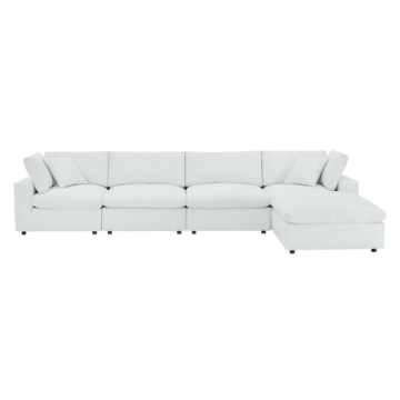 Modway Commix Down Filled Overstuffed Vegan Leather 5Piece Sectional Sofa-White