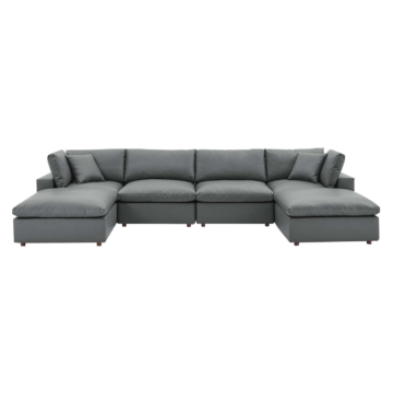 Modway Commix Down Filled Overstuffed Vegan Leather 6-Piece Sectional Sofa