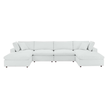Modway Commix Down Filled Overstuffed Vegan Leather 6-Piece Sectional Sofa-White