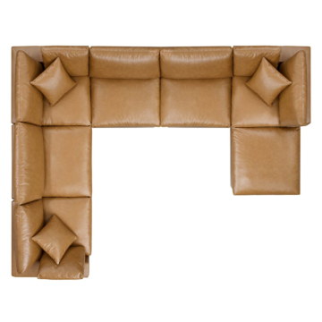 Modway Commix Down Filled Overstuffed Vegan Leather 7-Piece Sectional Sofa-Tan