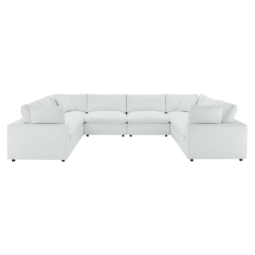 Modway Commix Down Filled Overstuffed Vegan Leather 8-Piece Sectional Sofa-White