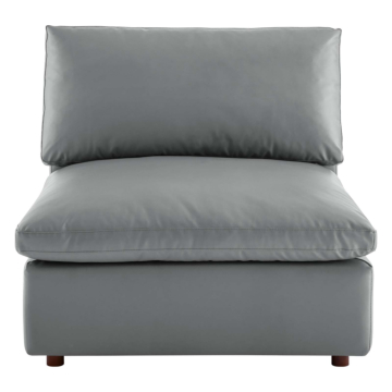Modway Commix Down Filled Overstuffed Vegan Leather Armless Chair-Gray