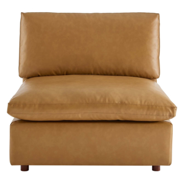 Modway Commix Down Filled Overstuffed Vegan Leather Armless Chair-Tan