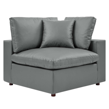 Modway Commix Down Filled Overstuffed Vegan Leather Corner Chair-Gray