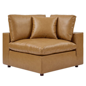 Modway Commix Down Filled Overstuffed Vegan Leather Corner Chair-Tan