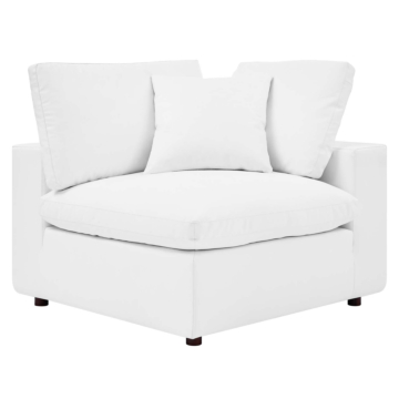 Modway Commix Down Filled Overstuffed Vegan Leather Corner Chair-White