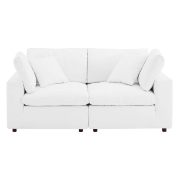 Modway Commix Down Filled Overstuffed Vegan Leather Loveseat-White