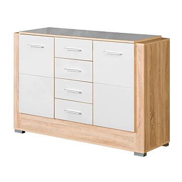 Cortex Carmelo White Gloss & Sonoma Oak Sideboard
