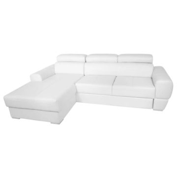 Cortex Vento Sleeper Sectional White Sofa, Left Facing Chaise
