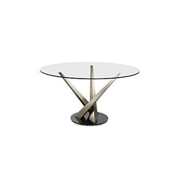 Elite Modern 54" Crystal Round Dining Table with Powder Coat Finish Columns