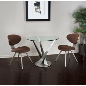 Elite Modern Crystal Bistro Table, Powder Coated Columns