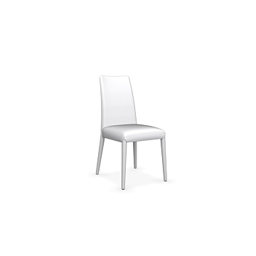 Calligaris Anais Leather Upholstered Chair, Completely Covered-Optic White 705, Leather