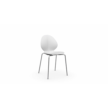 Calligaris Basil Stackable Chair, In Mixed Materials-Matt Optic White P94, Polypropylene
