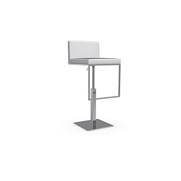 Calligaris Even Plus Leather Upholstered Bar Stool-Optic White 705, Leather