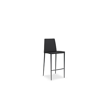 Aida Stool in Gray Leather, Matt Gray Base