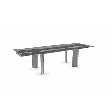 Tower 4057-R Extendable Dining Table, Smoke Gray, Tempered Glass