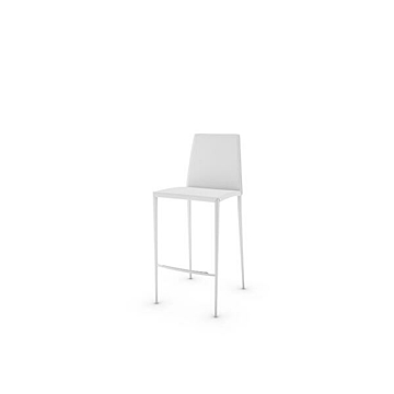 Calligaris Aida Stool Upholstered with Regenerated Leather, White