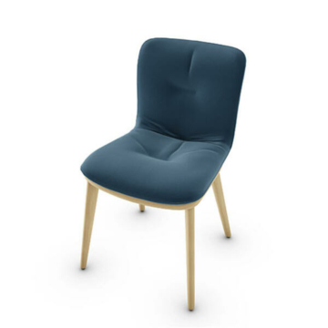 Calligaris Annie CS1846 Chair with Plush Seat and Wooden Base | Quick Ship
