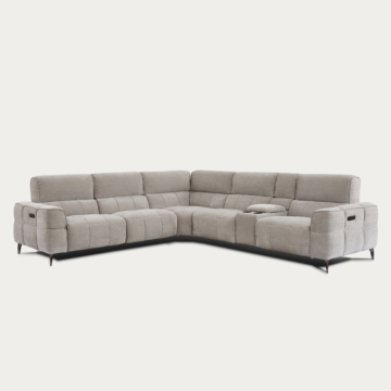 Cubo 6-Piece Sectional Sofa with Recliners, Grey Mist Fabric | Creative Furniture