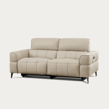 Cubo Loveseat with Two Recliners – Oatmeal Leather | Creative Furniture