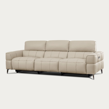 Cubo Sofa with Two Recliners – Oatmeal Leather | Creative Furniture
