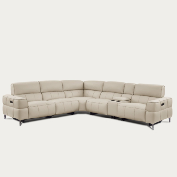 Cubo 6-Piece Sectional Sofa with Recliners, Oatmeal Split Leather | Creative Furniture