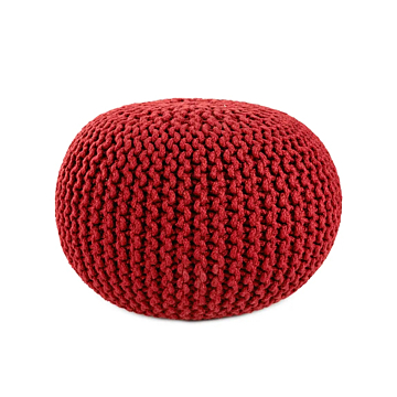 Vibe by Jaipur Living Asilah Indoor/ Outdoor Solid Round Pouf-Dark Red