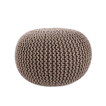 Vibe by Jaipur Living Asilah Indoor/ Outdoor Solid Round Pouf-Dark Taupe