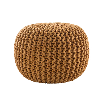 Jaipur Living Spectrum Pouf Textured Round Pouf-Dark Yellow