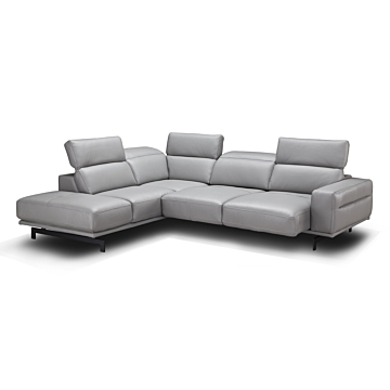 J & M Davenport Leather Sectional, Light Gray