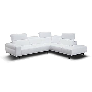 J & M Davenport Leather Sectional, Snow White