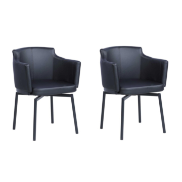 Chintaly Demi Modern Club Arm Chair with Memory Swivel, Black