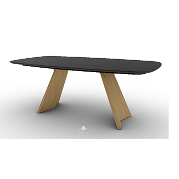 Calligaris Icaro Table With Elliptical Top And Wooden Legs