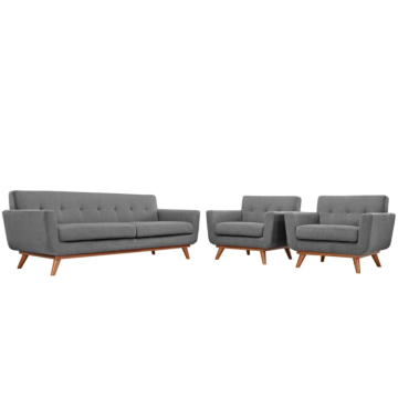 Modway Engage Armchairs and Sofa Set of 3-Gray