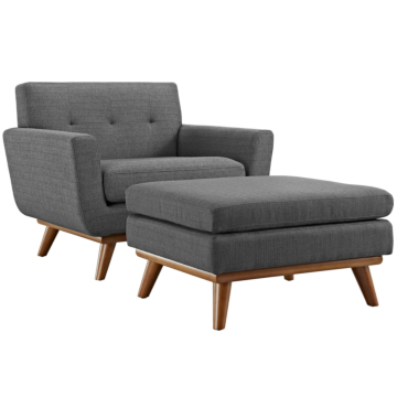 Modway Engage 2 Piece Armchair and Ottoman-Gray