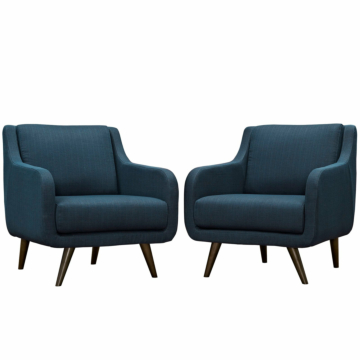 Modway Verve Upholstered Fabric Armchair, Set of 2-Azure