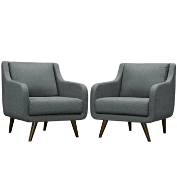 Modway Verve Upholstered Fabric Armchair, Set of 2-Gray