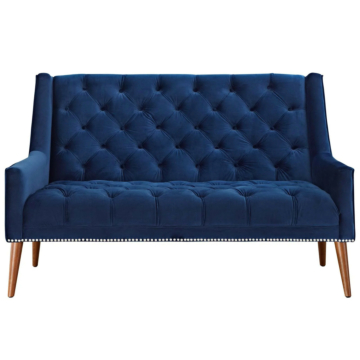 Modway Peruse Performance Velvet Loveseat-Navy Blue