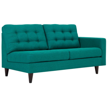 Modway Empress Right-Facing Upholstered Fabric Loveseat-Teal