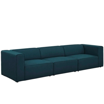 Modway Mingle 3 Piece Upholstered Fabric Sectional Sofa-Blue