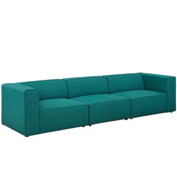 Modway Mingle 3 Piece Upholstered Fabric Sectional Sofa-Teal