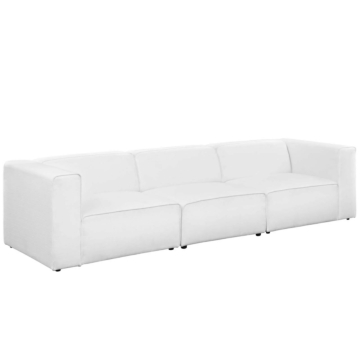 Modway Mingle 3 Piece Upholstered Fabric Sectional Sofa-White