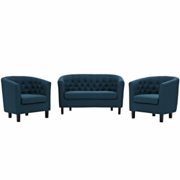 Modway Prospect 3 Piece Upholstered Fabric Loveseat and Armchair Set-Azure