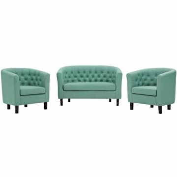 Modway Prospect 3 Piece Upholstered Fabric Loveseat and Armchair Set-Laguna