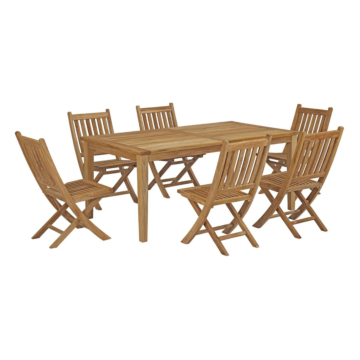 Modway Marina 7 Piece Outdoor Patio Teak Dining Set Natura