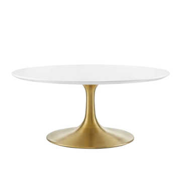 Modway Lippa 36" Round Wood Coffee Table-Gold White