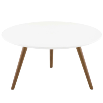 Modway Lippa 28" Round Wood Top Coffee Table with Tripod Base-Walnut White